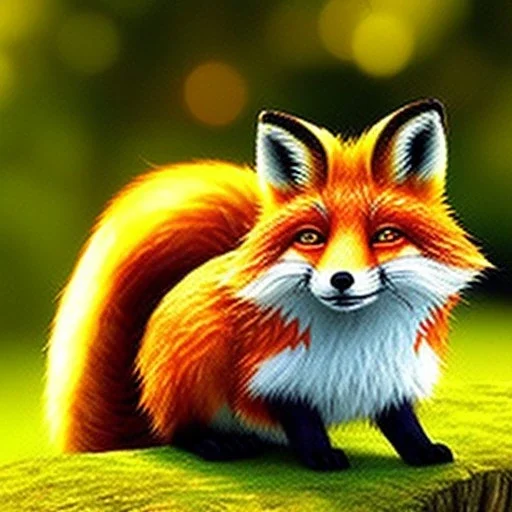 cute little Fox with big, round He lives in a purple nest in the forest and loves to go out and greet the animals he meets along the way. curious and helpful