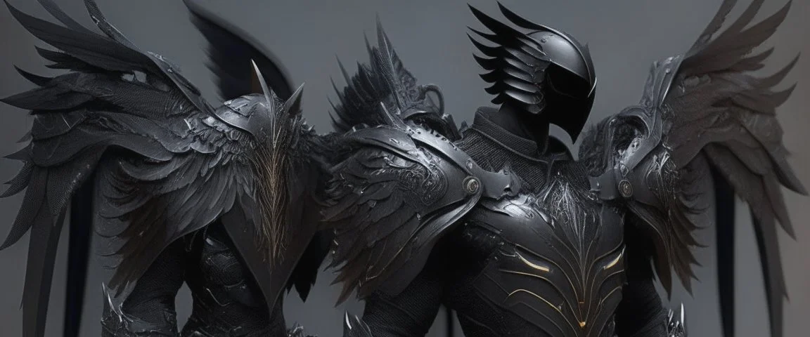 armadura negra de alas negras