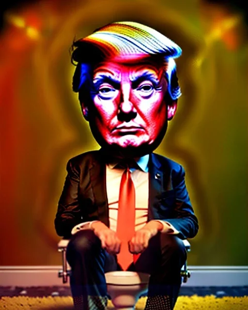 Donald Trump sitting in toilet scene, without pants, realistic image, hooper style, casual, concept art, smooth, unreal engine 5, god lights, ray tracing, RTX, lumen lighting, ultra detail, volumetric lighting, 3d.