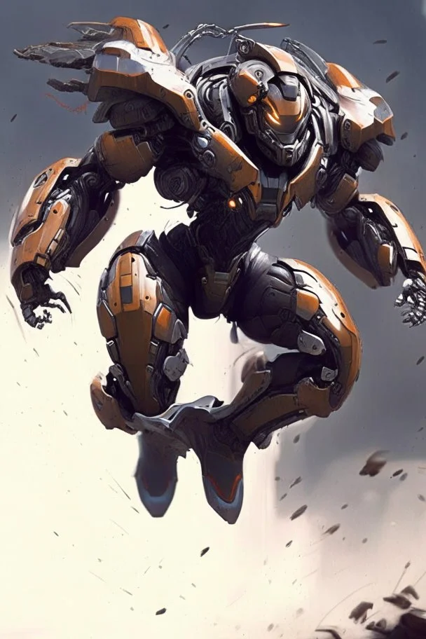 A battle iron suit with the ability to fly