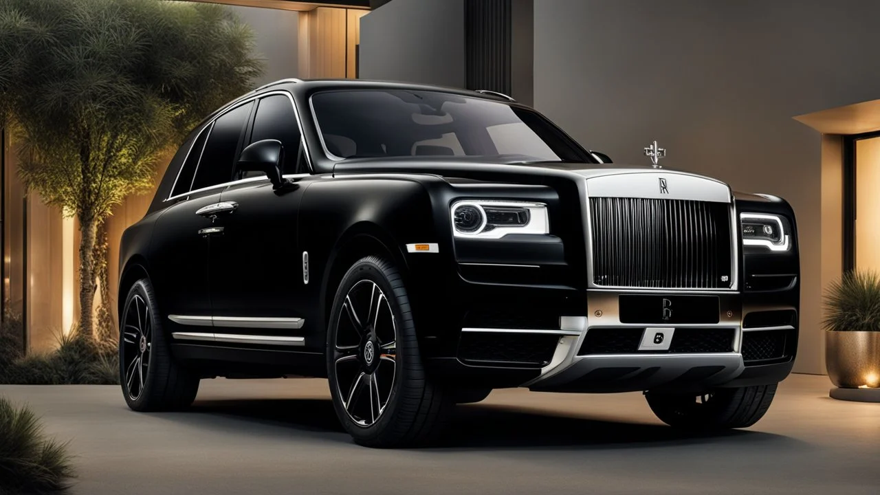 Rolls Royce Cullinan mixed with Black Matte Color No Reflection, Super Detailed, desktop wallpaper, 4K
