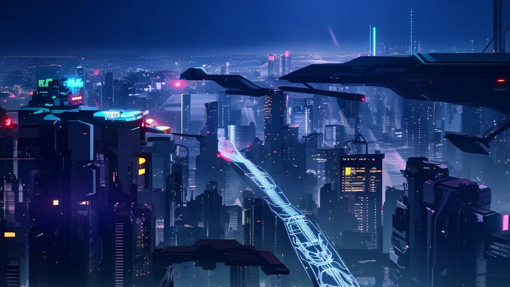 Clear Focus, High resolution, Cyberpunk skyline, comic style