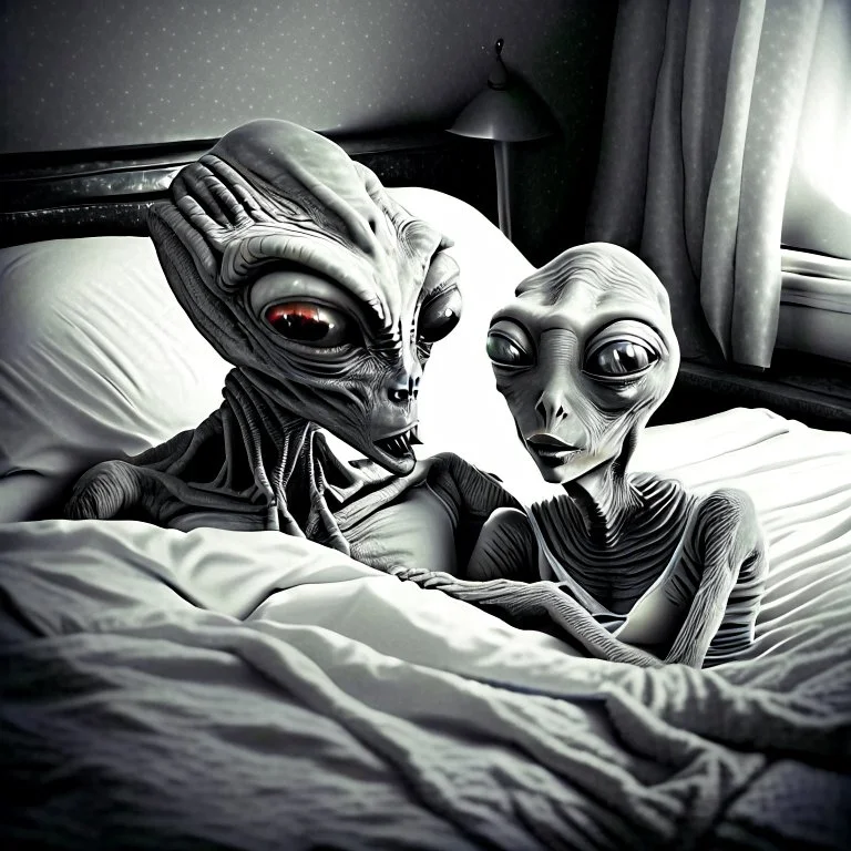 Gray alien in your bed with your girlfriend