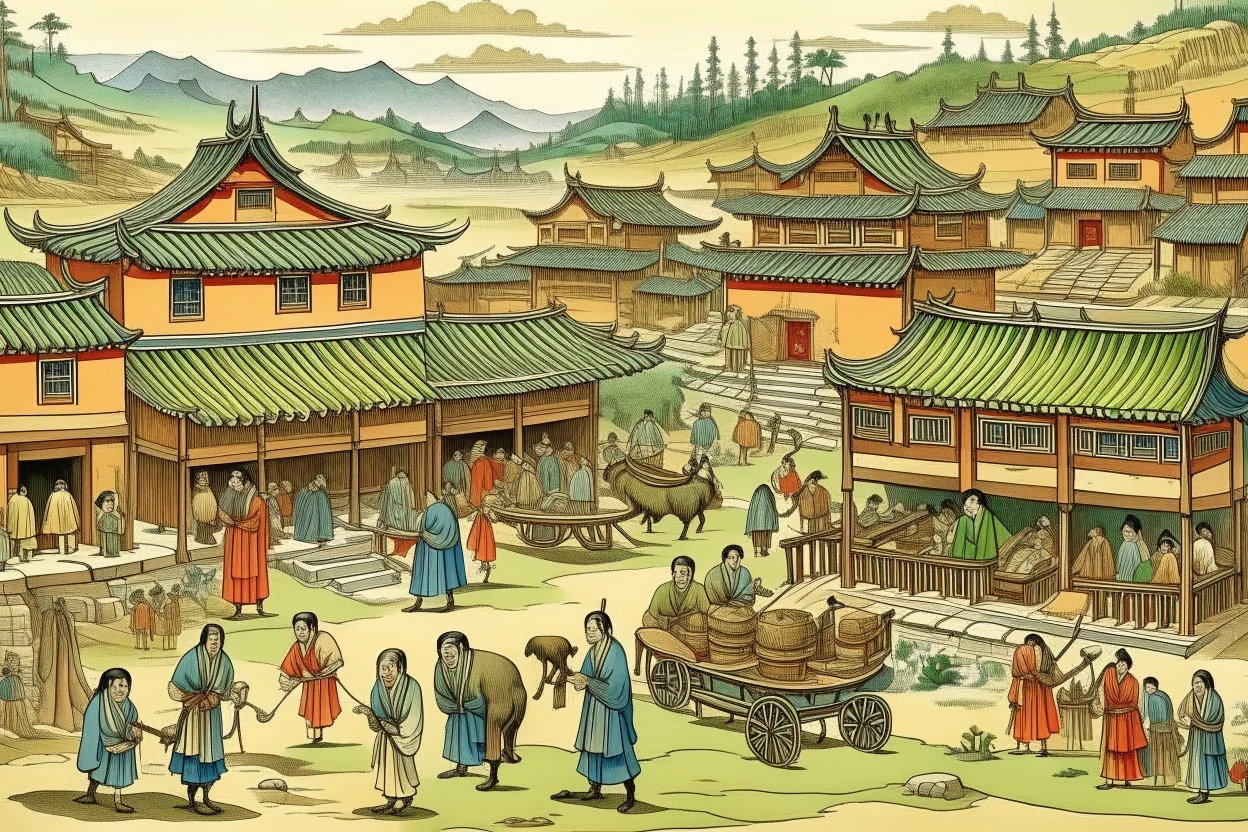 اشخاص وبيوت من الصين القديمه