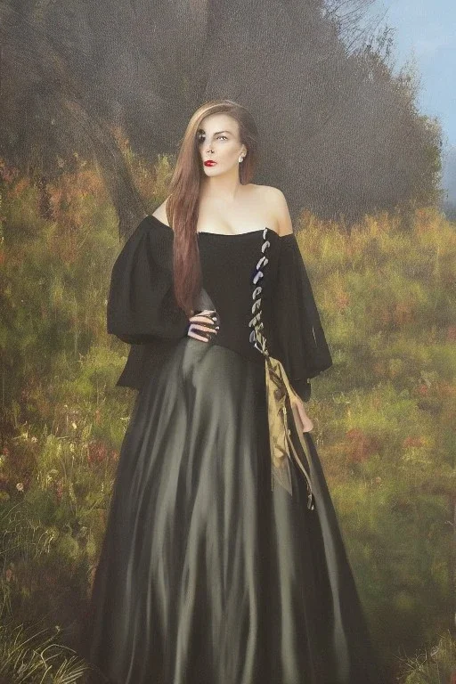 Full body portrait, painting, medium shot lady MidwestGothic