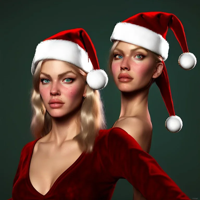 art by Michael Whelan, hot blonde warrior woman, santa hat, christmas tree