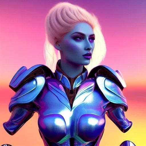 Beautyful woman,galactic , cosmic armor,hair long blond, blue eyes, happy cosmic, bright colors, blue, pink, realistic, photo real, clear sunny background, highly detailed, high contrast, 8k high definition, unreal engine 5, extremely sharp detail, light effect, sunny light background