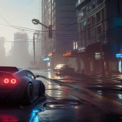 Cyberpunk, Car in night city, unreal engine 5, octane render,cinema4d, dynamic lighting, 8k, redshift render, highly, hyperrealism ultra realistic, hyper realistic.