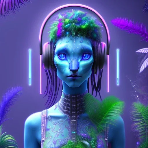 Avatar Pandora forest neon glowing plants fantasy purple blue green vibrant HD high definition 4K detailed lush beautiful tropical misty sparkles