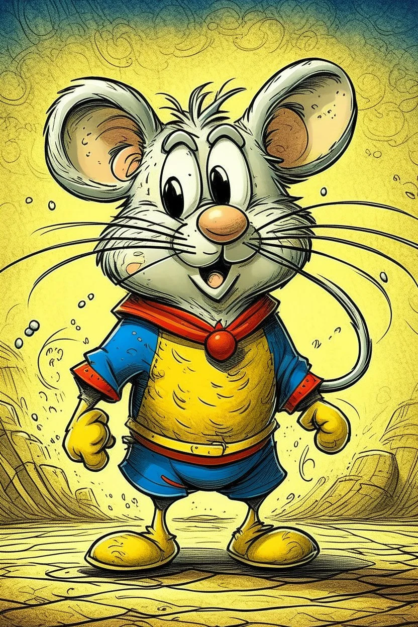 Mighty Mouse cartoon character Bosch painting style