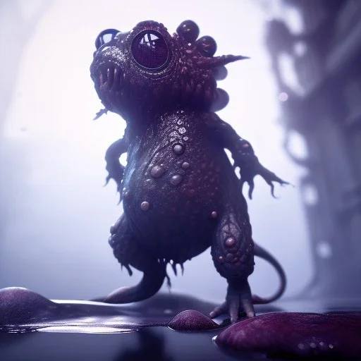 Cute fluid ink creature, big black eyes, unreal engine 5, 8k resolution, photorealistic, ultra detailed