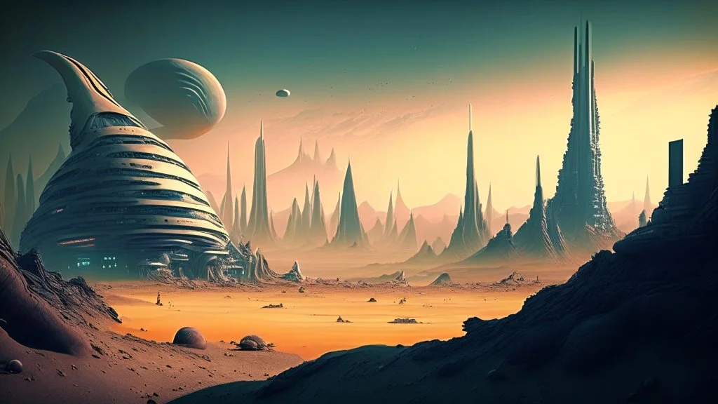 alien landscape and city