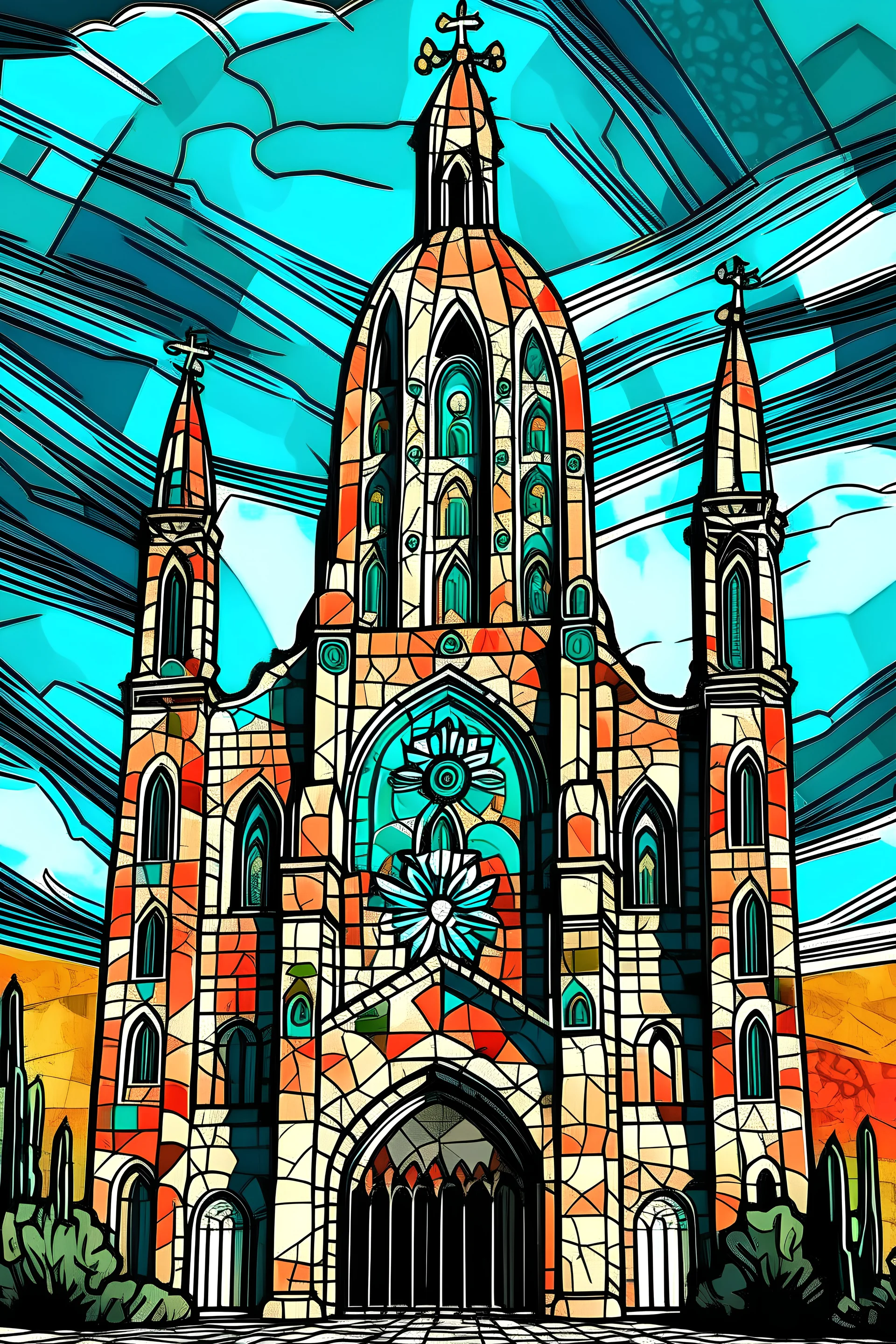 crea imagen de la basílica de Guadalupe al estilo Picasso