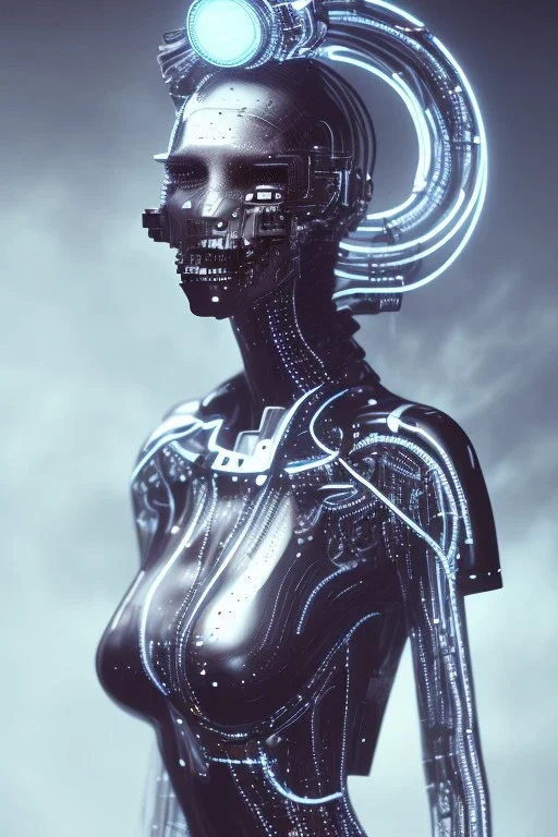 cyberpunk, black latex body, women, body portrai, big boobs, open mouth, highlight eyes perfect, skin, tron, cyborg , perfekt, real, dream, hr giger