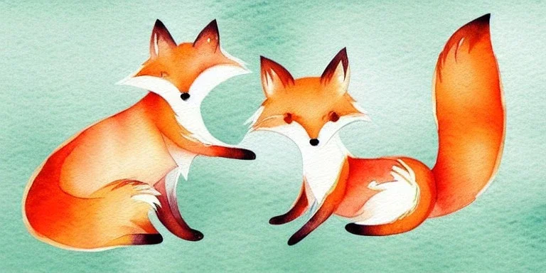 exquisite whimsical fox watercolor, delicate fox, cute, adorable, linen backdrop, warm colors