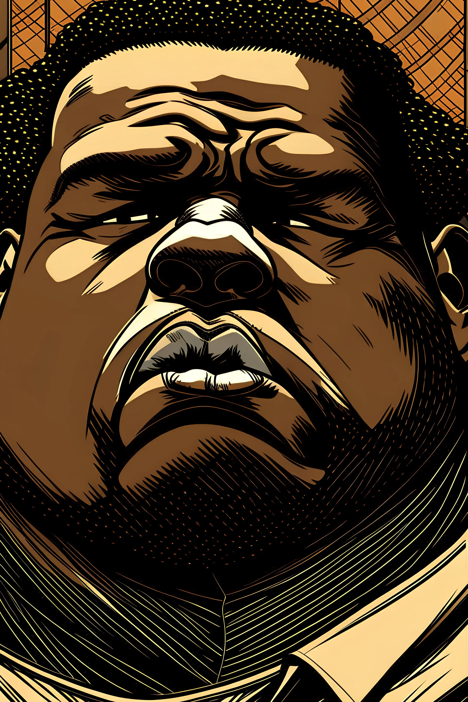 Notorious big with Afro hairs comic book style
