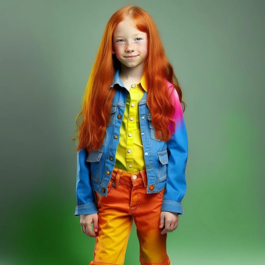 Pretty Girl Age 10 Ginger Hair Rainbow Colourf Bronzepilgrim