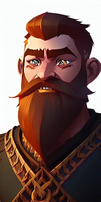 Dungeons and dragons character, warrior dwarf male, friendly face, high detail, High definition, ginger braided beard, heavy armor, black backdrop