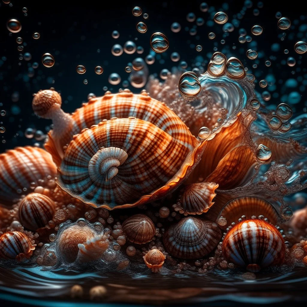 Magical Fantastic seashells, Liquid Structure, Flying seashells, Splash, Portrait Photography, Fantasy Background, Intricate Patterns, Ultra Detailed, Luminous, Radiance, beautiful, Ultra Realism, Complex Details, Intricate Details, 16k, HDR, High Quality, Trending On Artstation, Sharp Focus, Studio Photo, Intricate Details, Highly Detailed