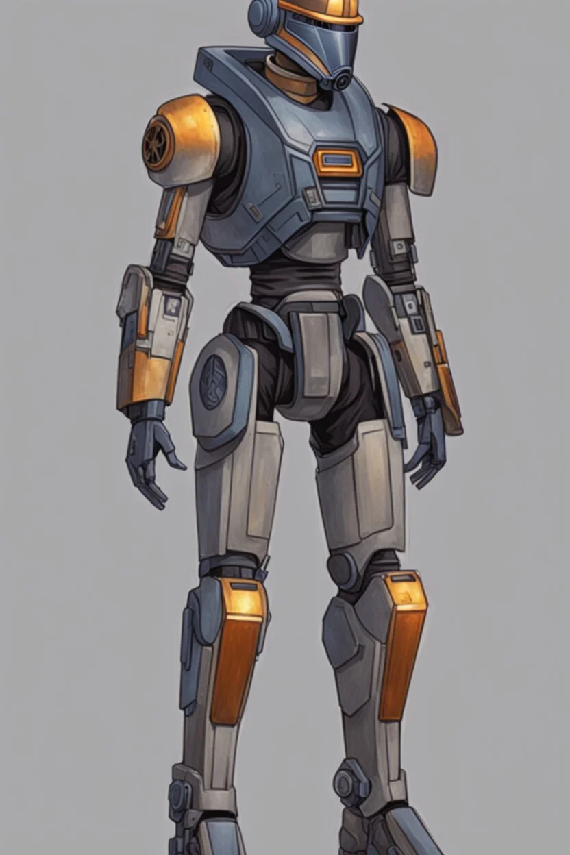 A Star Wars Combat Droid, Wearing Cowboy Clothes, Armor looks similar to Halo, Wearing a cowboy hat.