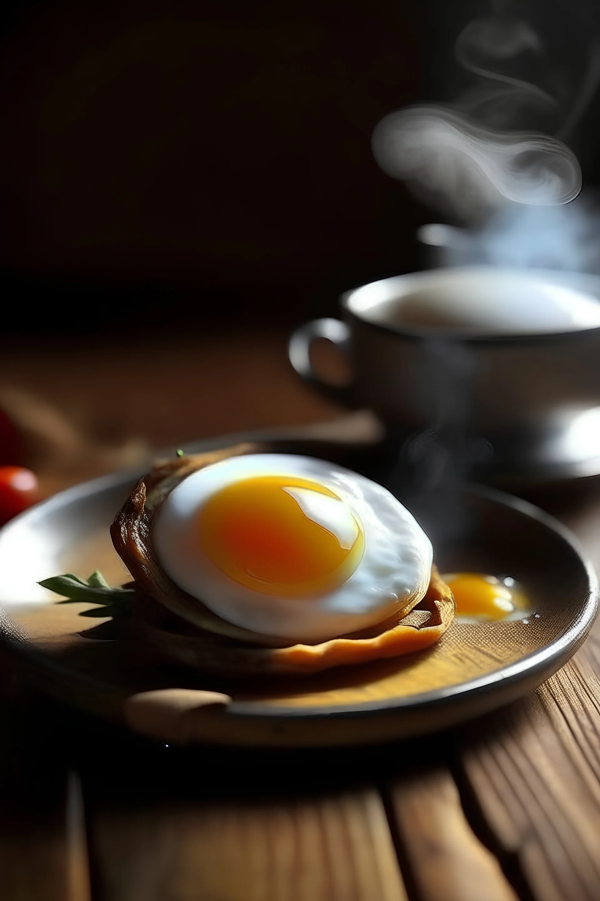 fried egg breakfast smoking cigarette