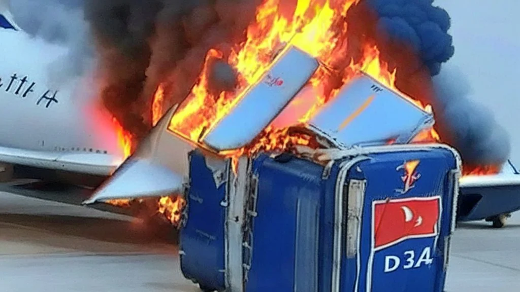 delta starts pile of luggage on fire