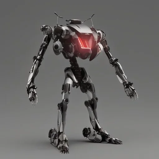 animo 3d mecha with chicken pilot and spider metal legs. Arms are two diferent guns