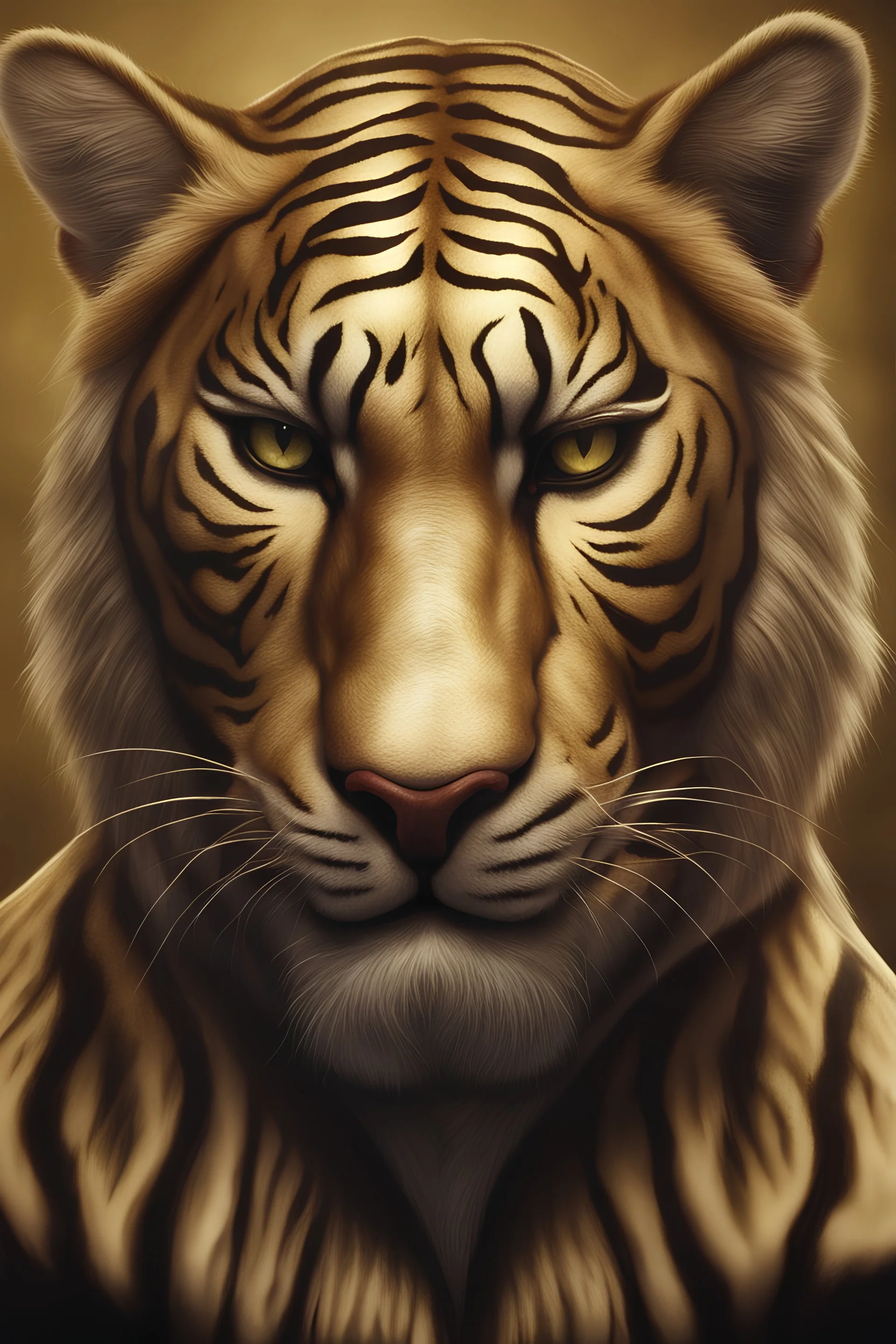 make a monster golden tiger that looks realistic for a movie cover