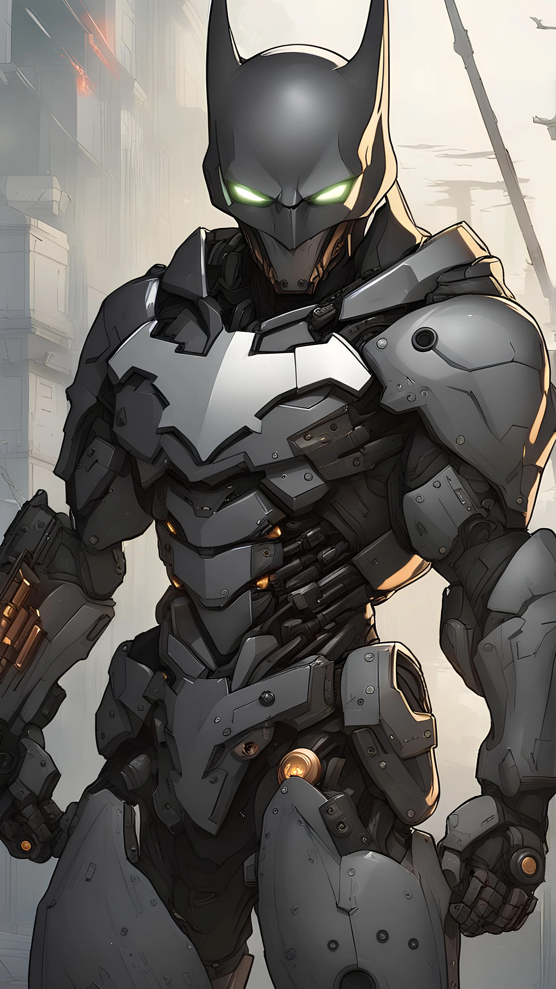 a close up of a person in a batman suit, venomized, goth cybersuit, anime mech armor, overwatch character concept art, cyber skeleton, cyber japan armor, cyber fight armor, cyberpunk batman, hard surface character pinterest, reaper from overwatch, black heavy armor, mecha anthropomorphic penguin, mecha suit, batman mecha, muscular! cyberpunk