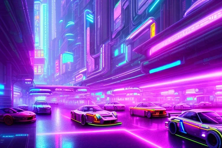 Future City, Neon, Neon Lighting, Cyberpunk, Hyper Realistic, Hyper Detailed,