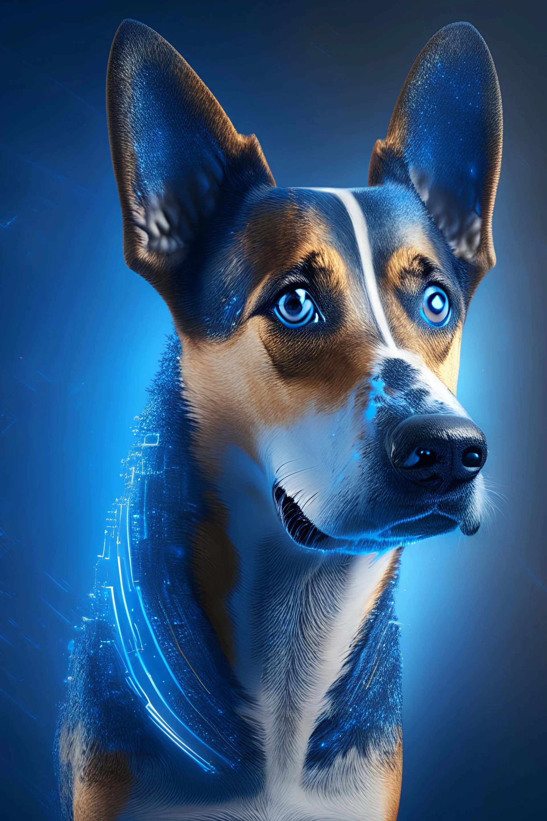 Create a 4k image of a DigiByte dog