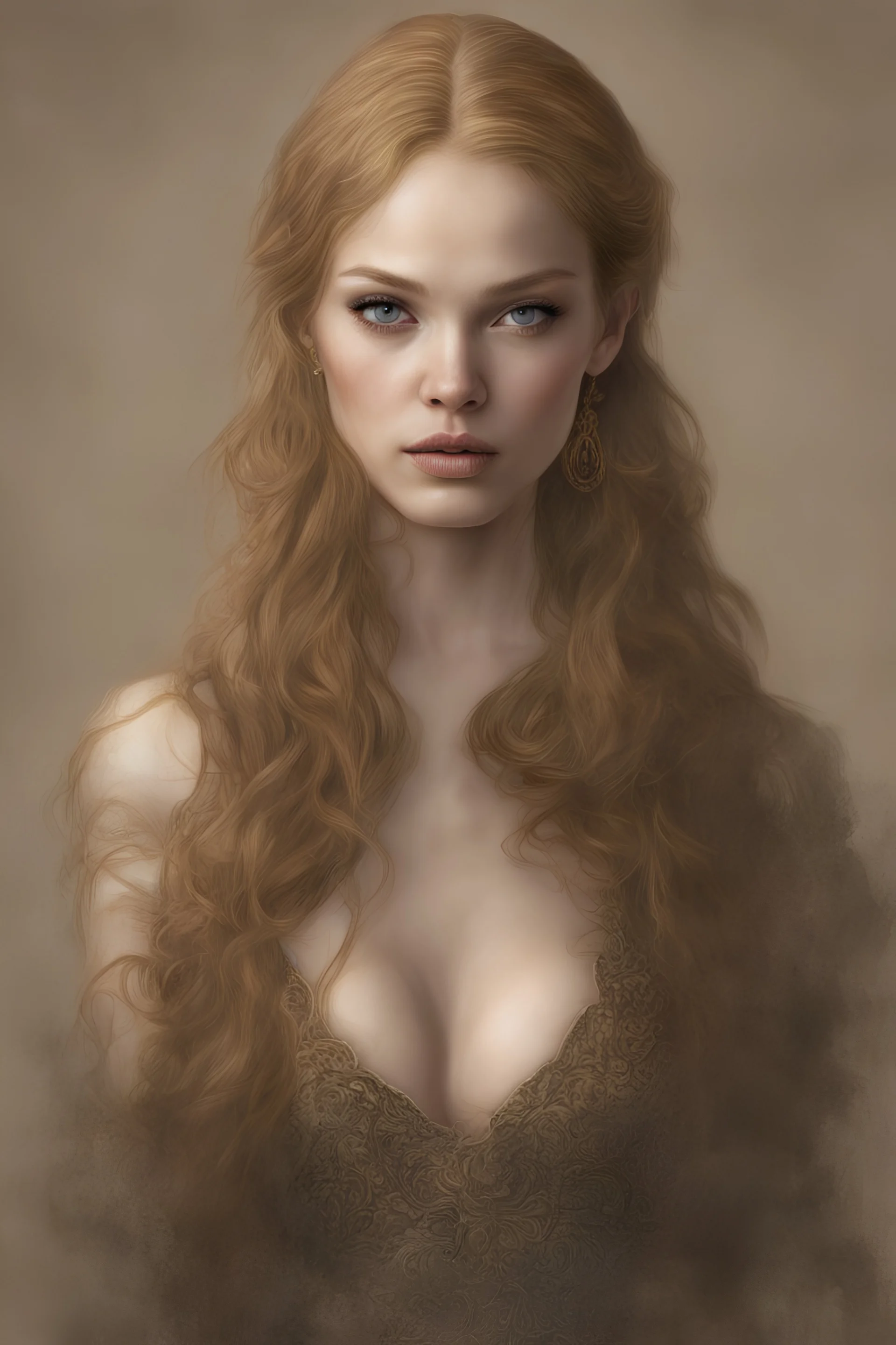 Alexandra "Sasha" Aleksejevna Luss and Tori Black, lovely busty and fantasy bombshells. h on artforum illustration photorealistic digital painting, on display Gustav Klimt style subject is a beautiful long long ginger hair female in a style women eye candy oil paiting New York City detailed render eye candy breathtaking Greg Rutkowski