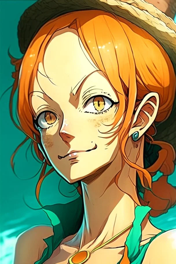 A portrait of Nami, from One Piece anime