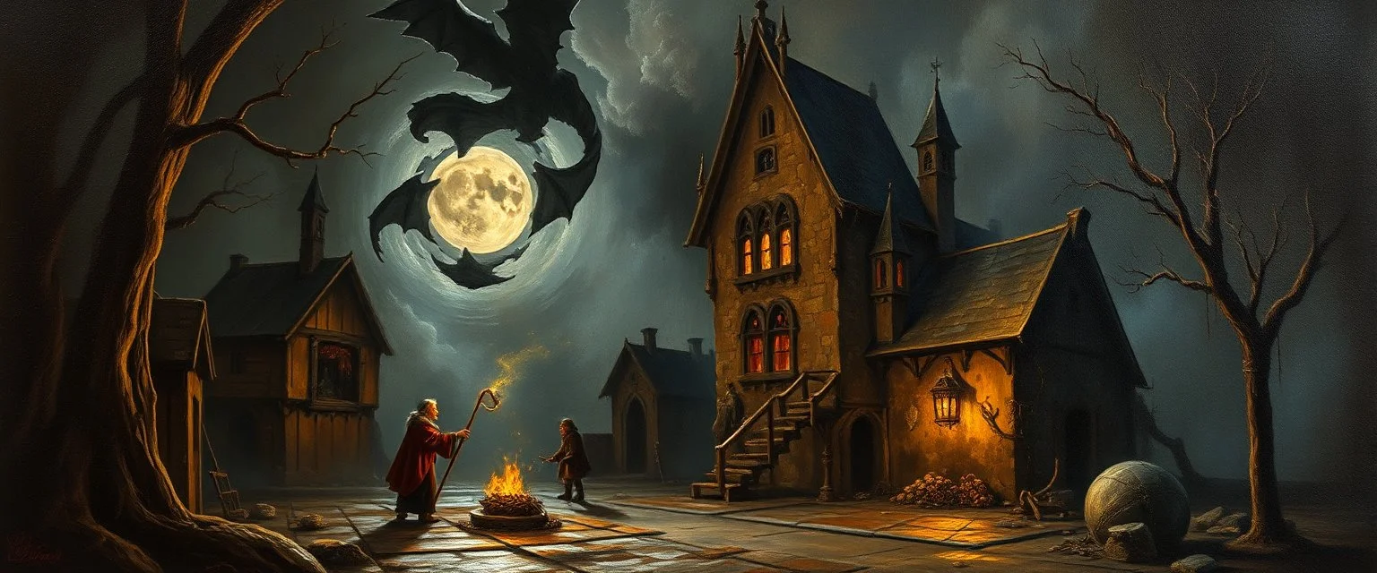 master oil painting by Rembrandt, good afternoon disney bitch scary stone age vampire