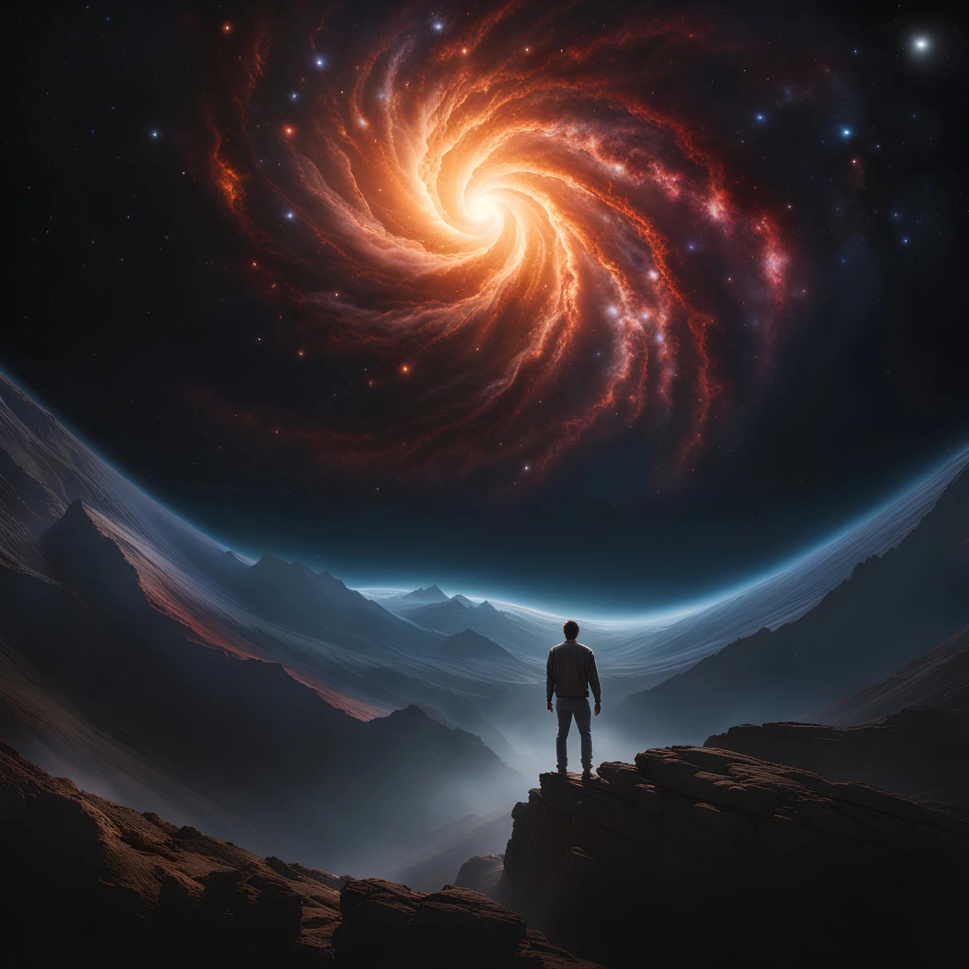 God Creating the Universe masterpiece, best quality, intricate, 32k UHDR, intricate and precise details. high definition , 32k, realism , high definition , 32k, realism, employ high-definition realism with a resolution of 128k. Utilize a Fujifilm XT3 DSLR for precise detail, soft lighting, and optimal exposure. Embrace a cinematic feel with vibrant colors and soothing tones at 1.2 for add
