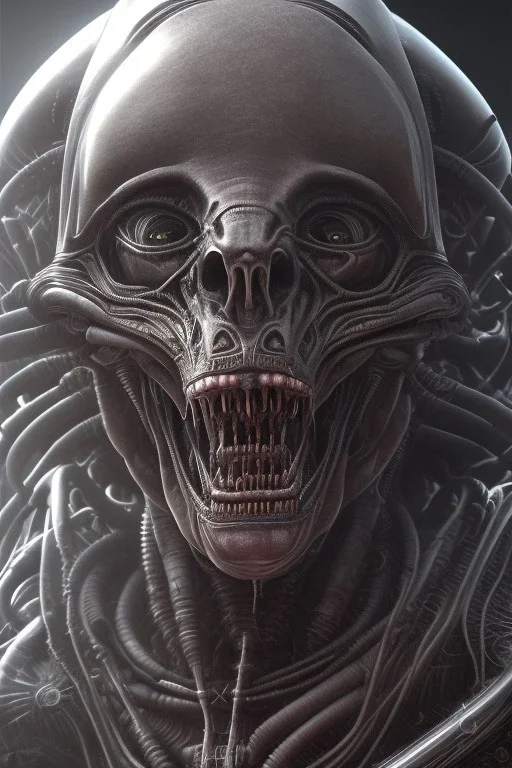 evil berserker, alien, tron, bitcoin eyes, 8k, finely detailed, photo realistic, hr giger