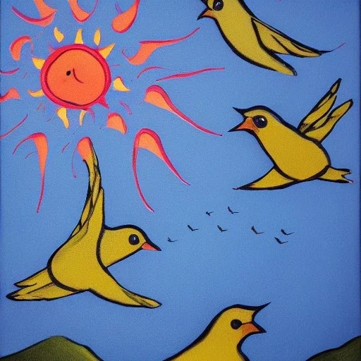 sun with birds