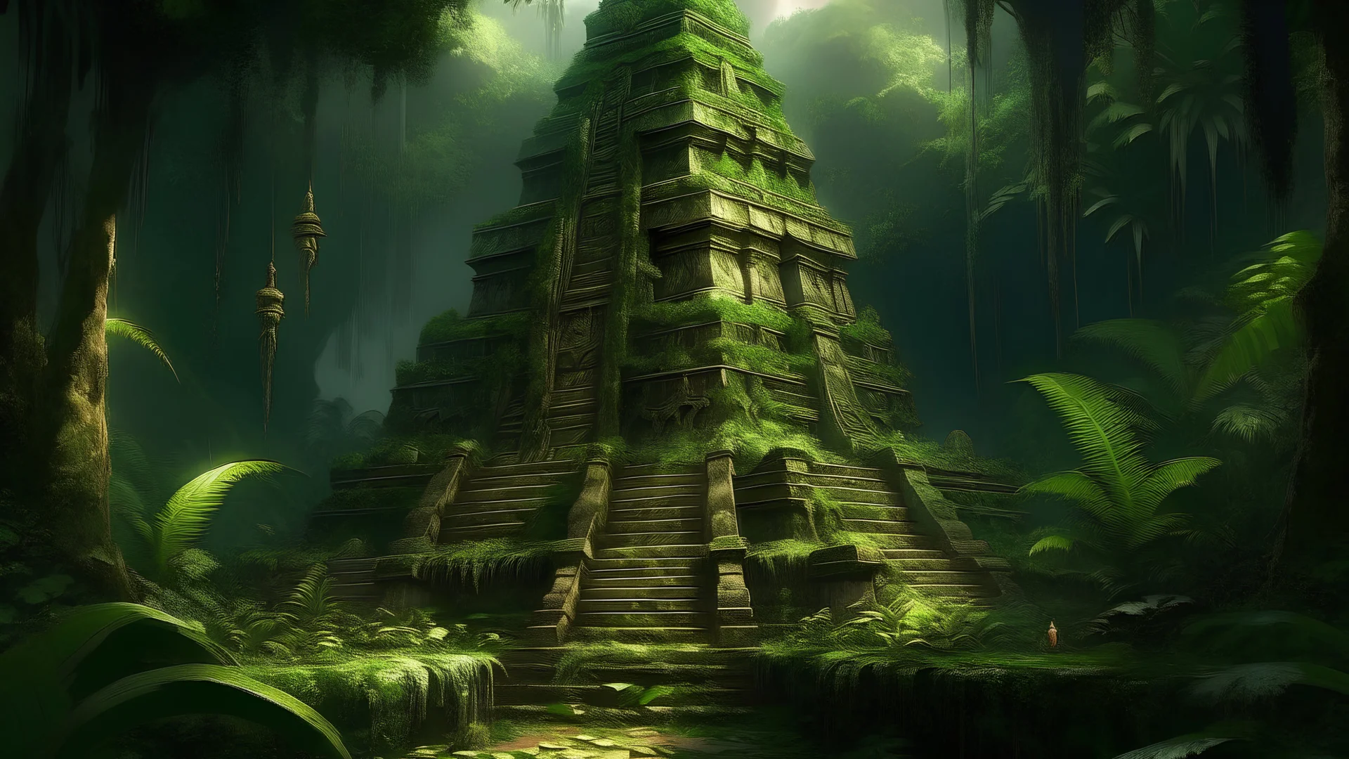 In the lost temple mayan jungle my mind bows With the songs of dawn and the sadness of sleep Every leaf - that trembles in the embrace of the green My soul is a tired bird I want to sit in the sky A drop of sweetness from God The truth in my heart., With dreams, like stars, we sailed in the endless space. An otherworldly planet, bathed in the cold glow of distant stars. gloomy landscape with dramatic HD highlights .