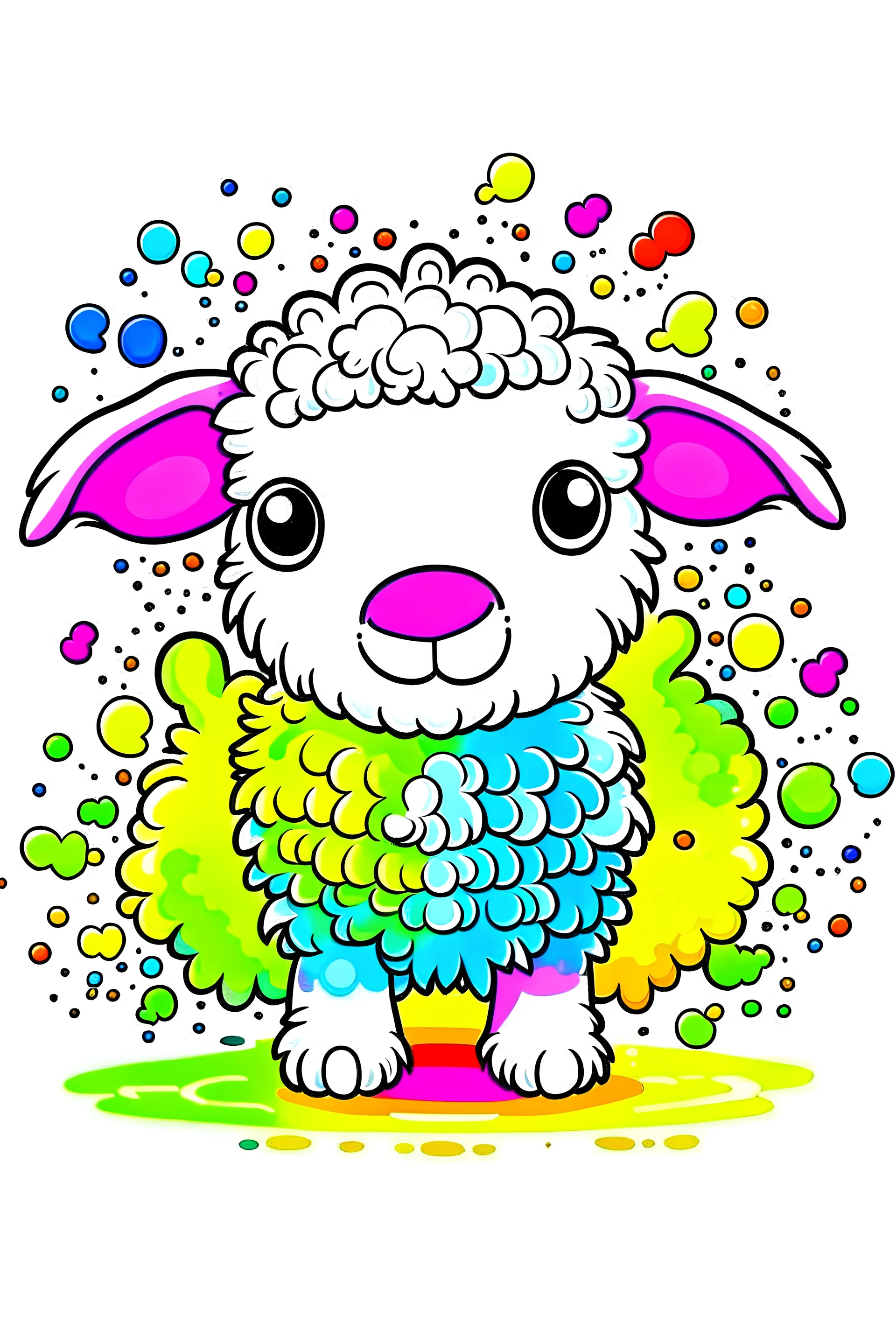 cute little sheep fanfare poster detailed contour colorful kawaii vector 3d splash mountain graphic design piece for t shirt piece of art flat design of one of the colorful shades retro highly detailed vector image flat white background isometric vector vibrant t shirt design retro rustic texture distressed colors faded, line art, beach life, plaid pattern, white background, no shadows.