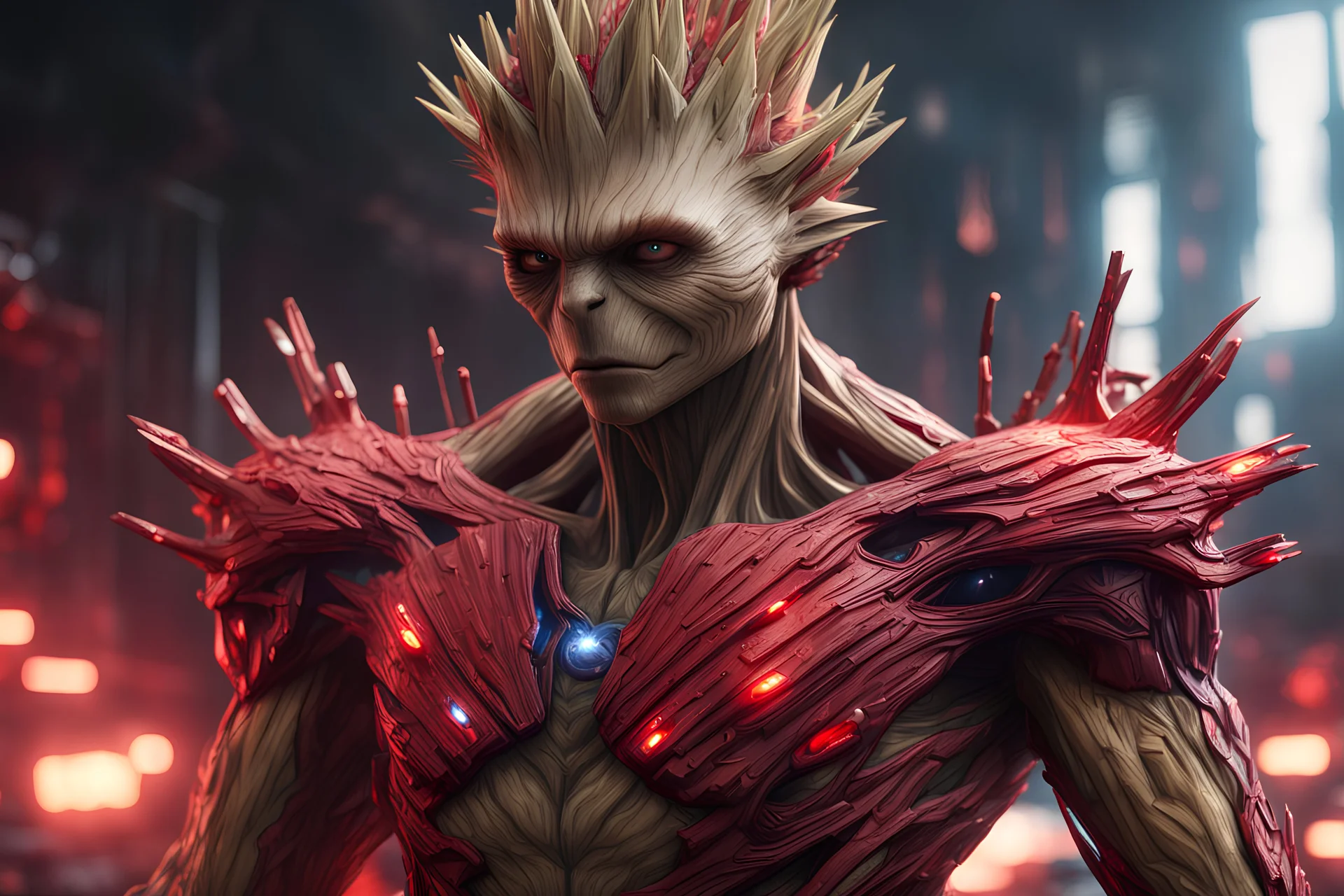 Imagine/ red pand fuse groot ,Hyper-detailed ,8k, by xanuth