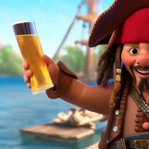 Captain Jack Sparrow Cheering with a beer in his hand