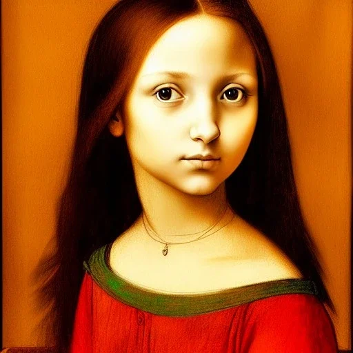 Retrato de una niña muy guapa llamada Dalia Santiago Arnau con el estilo de Leonardo da Vinci