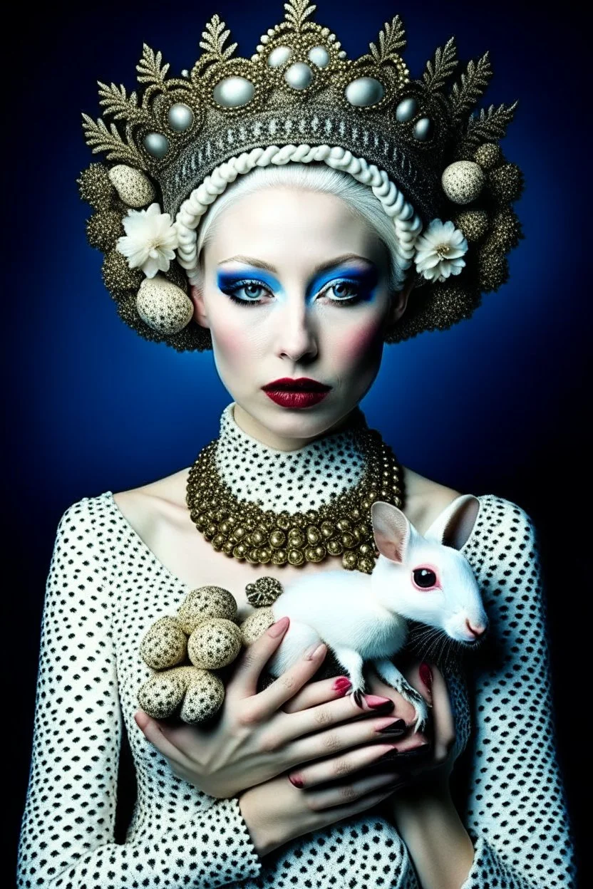 lady with ermine-head, albino, bizarre, surreal, darkmood by natalie shau