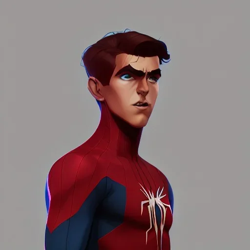 electric spiderman, dark red, hero