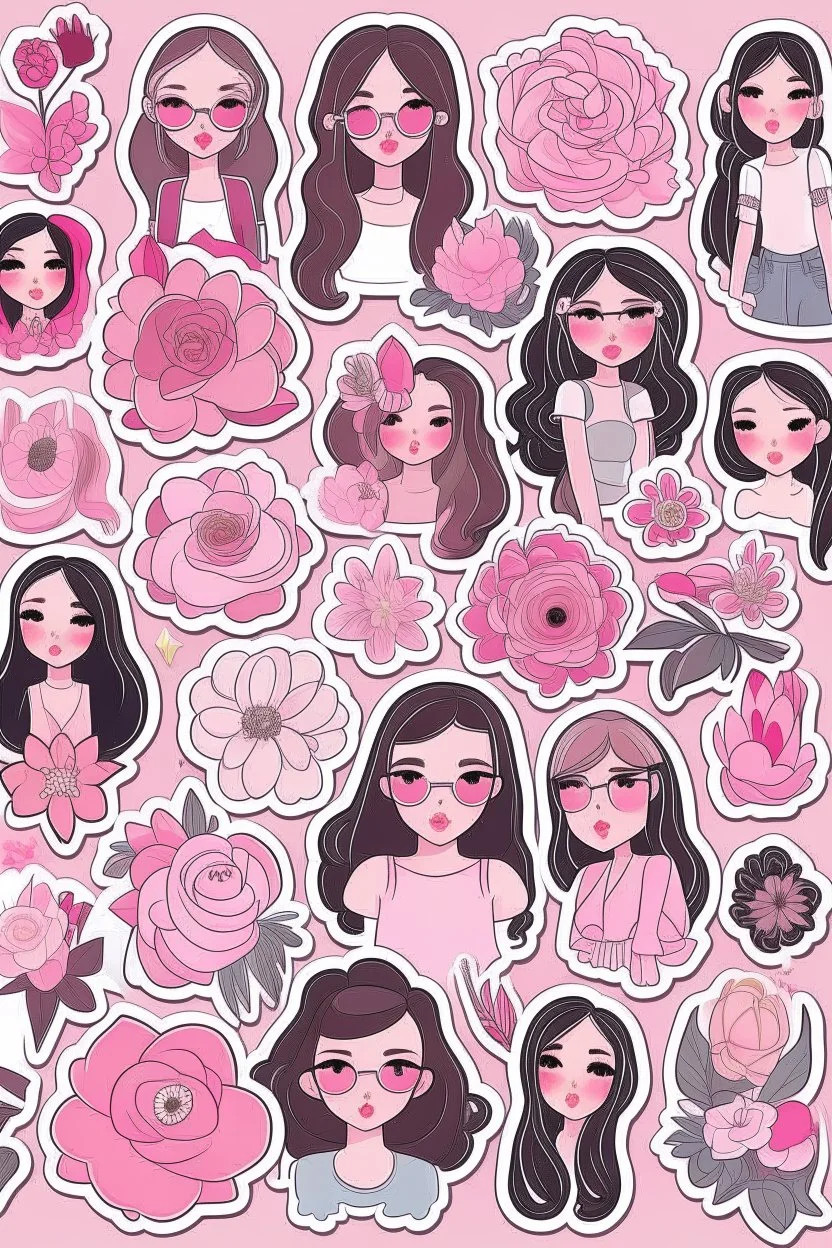 aesthetic girly stickers template