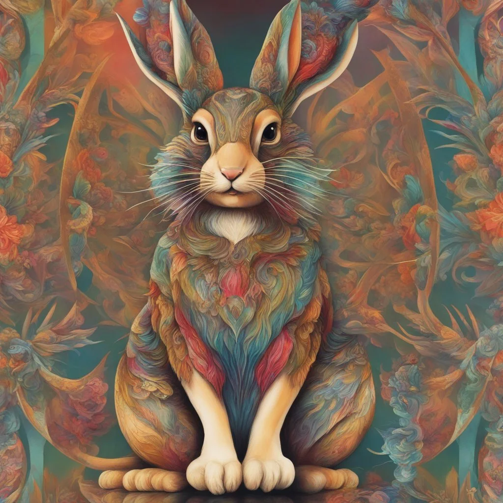 Beautiful rabit colorful art Deco, full body, amazing artwork, hyper detailed, ultra maximalist quality, 12k