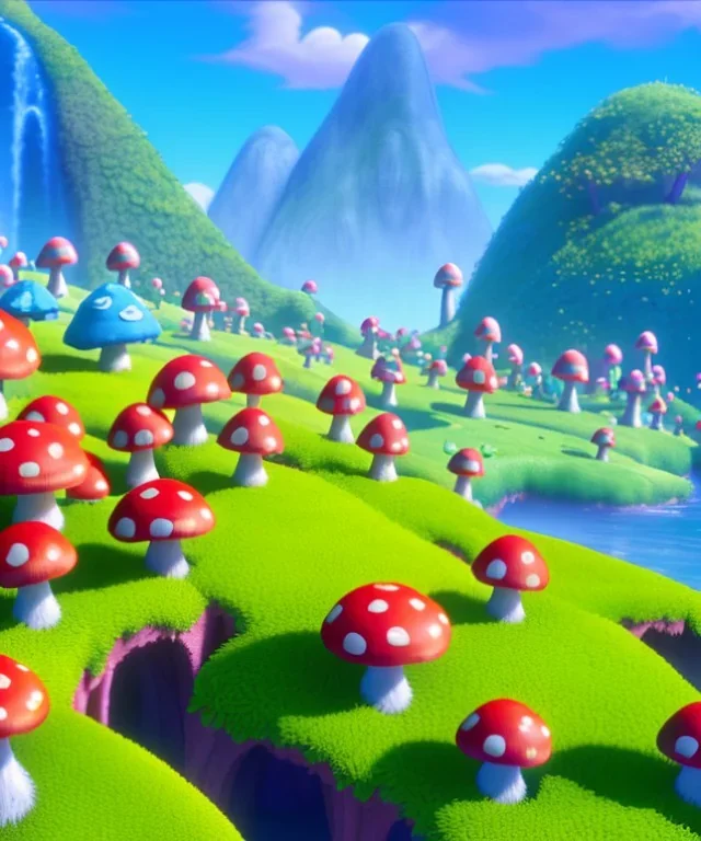 A small and colourful mushroom town