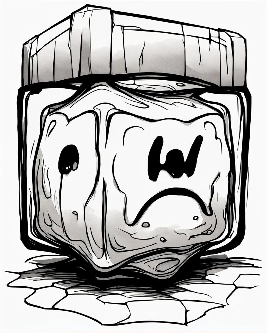 oozing gelatinous cube black and white sketch art rpg