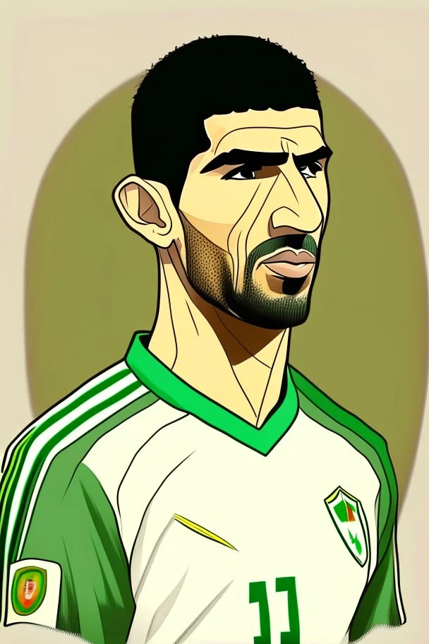 Saeed bin Rahma Algerian football player ,cartoon 2d