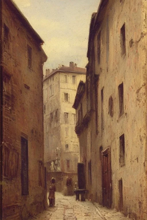 Adolphe-Félix Cals (1810–1880), Honfleur Alley (1877), oil on canvas, 43 x 59 cm, Private ladiescollection. The Athenaeum.